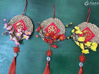 Vòng treo cửa Tết Lục Bình Mai Đào [3 Kiểu] ĐK16cm VTC-T-50